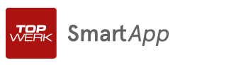 Ein rotes, quadratisches Emblem mit nebenstehendem "SmartApp"-Schriftzug